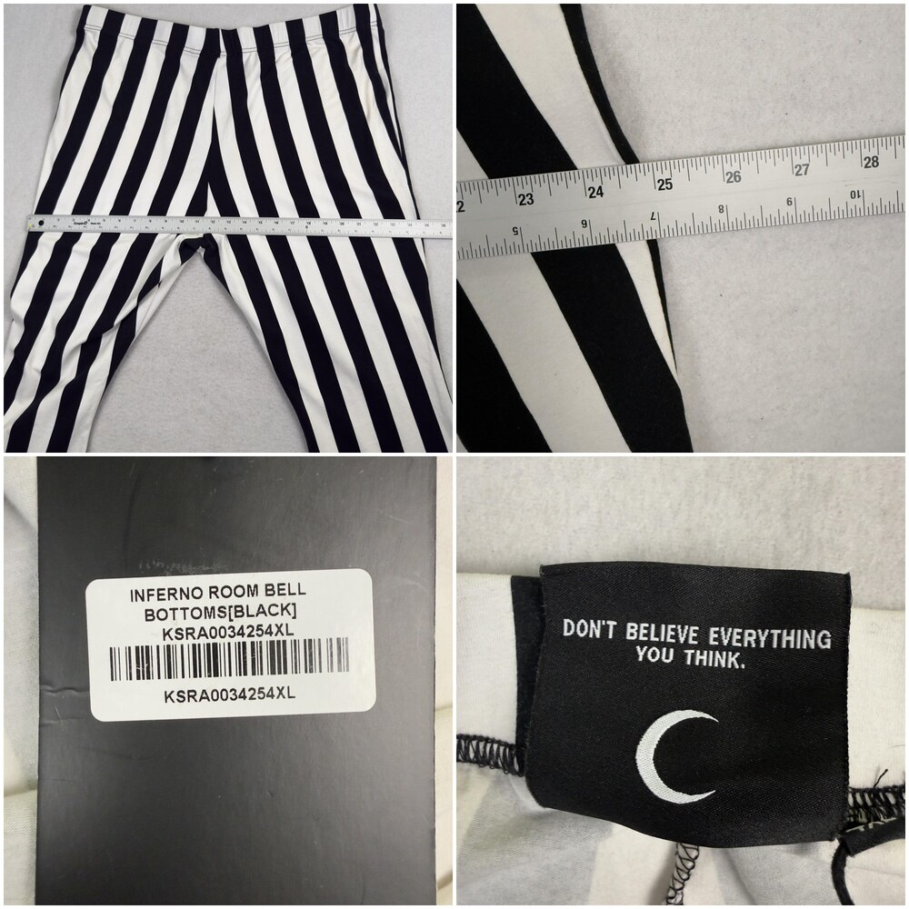 New KILLSTAR Inferno Room Bell Bottom Pants Striped Flare Black White Plus 4XL - Picture 15 of 16